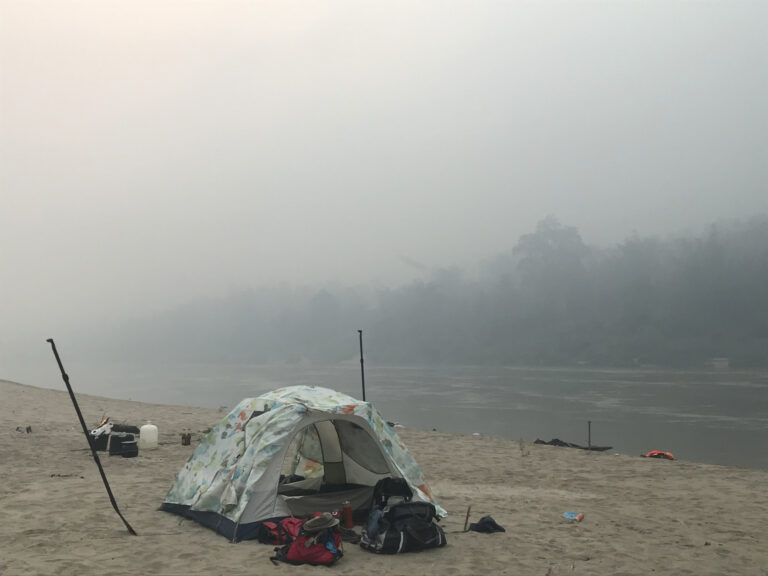 Campsite at the edge of the river.