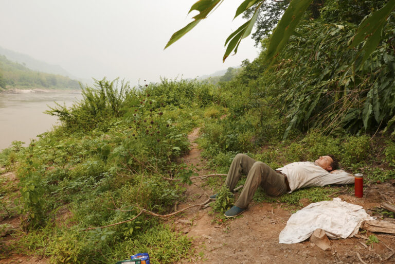 Andy enjoying a nap during the heat of the day - this man can sleep anywhere.